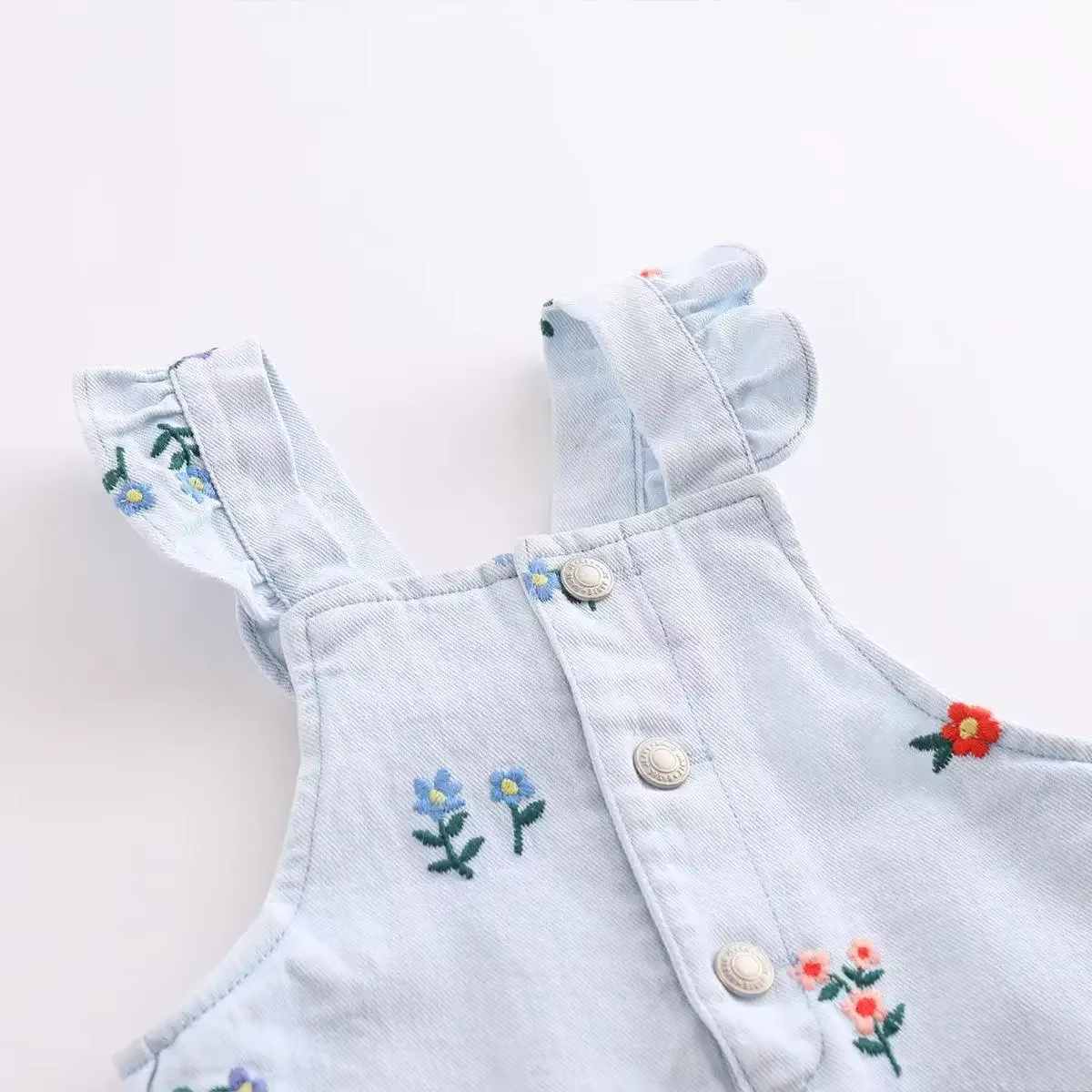 MARC & JANIE Robe d'été à bretelles en jean brodée florale pour filles, printemps 220689