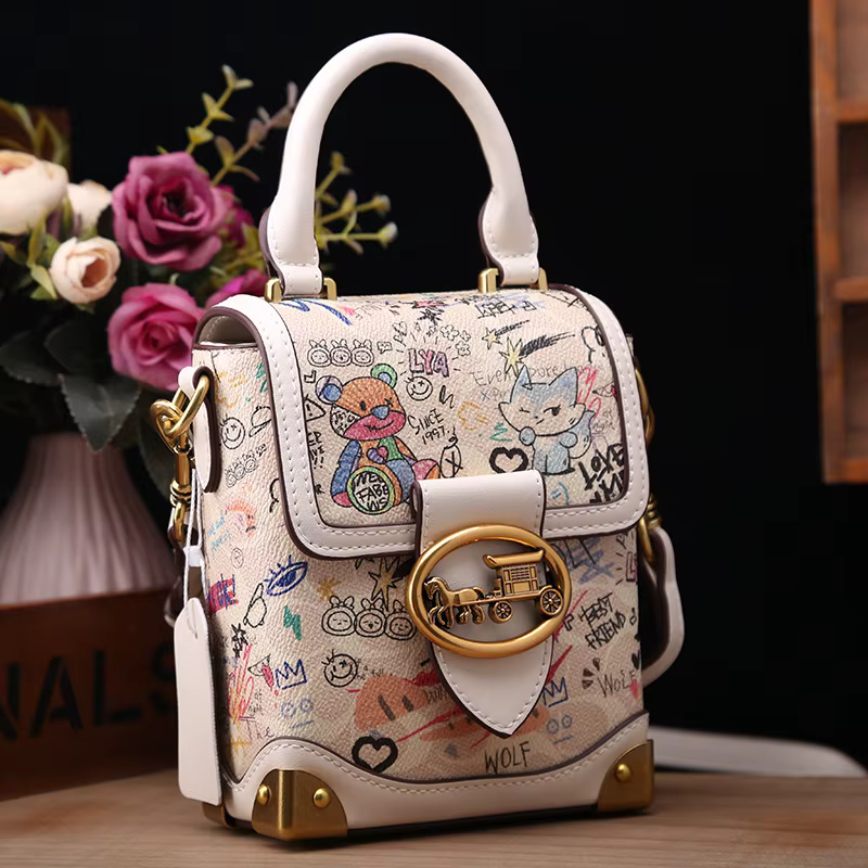 Sac à poignée supérieure Graffiti de grande capacité, sacs à bandoulière simples pour femmes, petit 