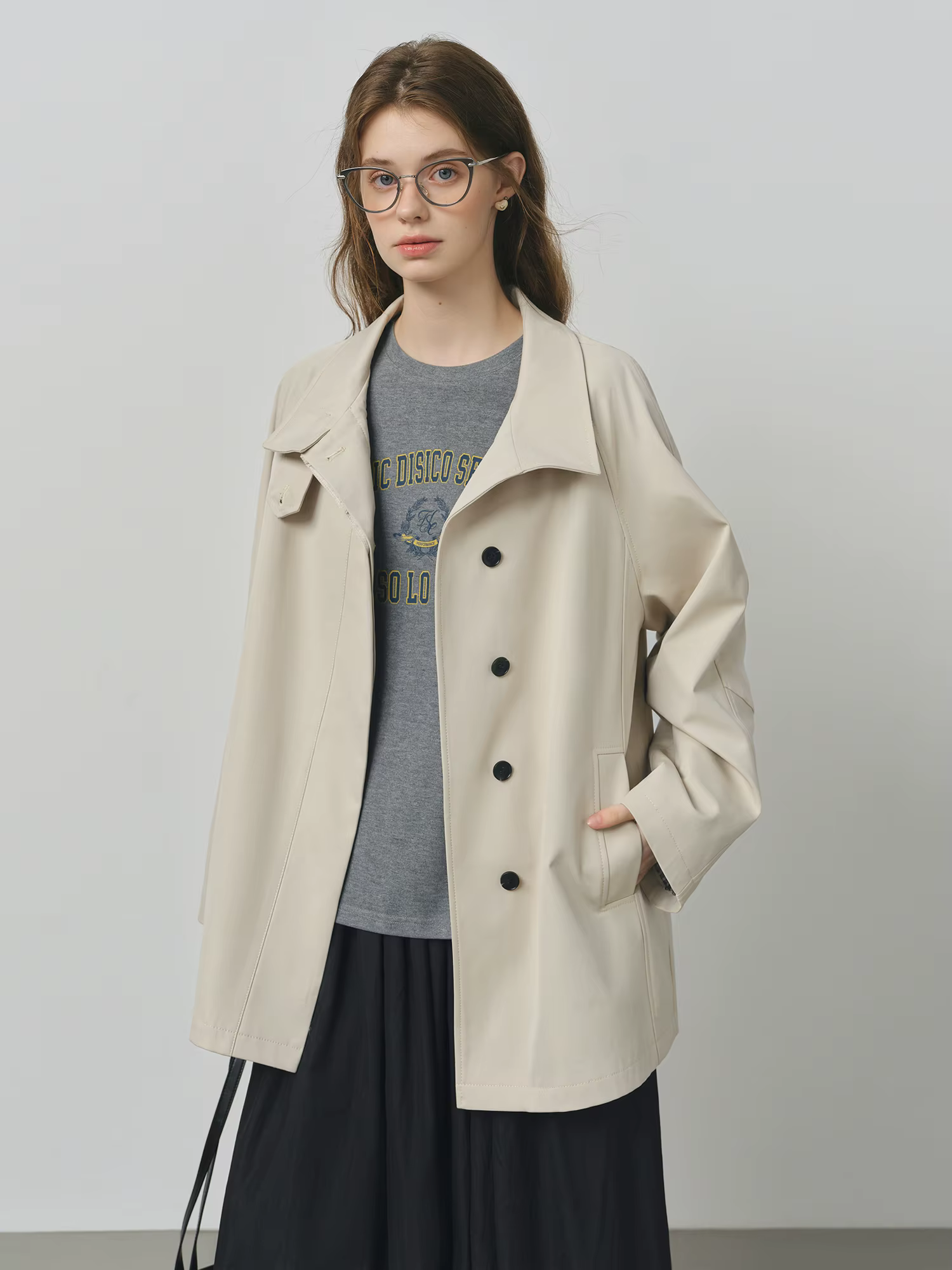 FSLE Style britannique conception col montant coupe-vent Trench veste pour les femmes 2025 automne n