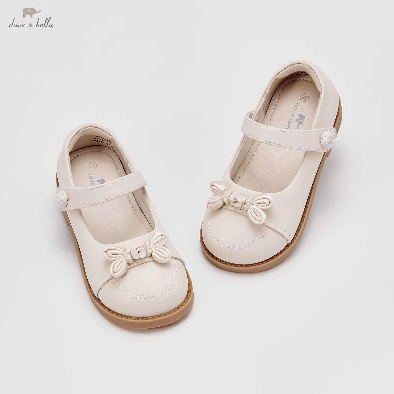 Dave Bella chaussures en cuir pour enfants automne fille confortable doux mignon blanc princesse cha