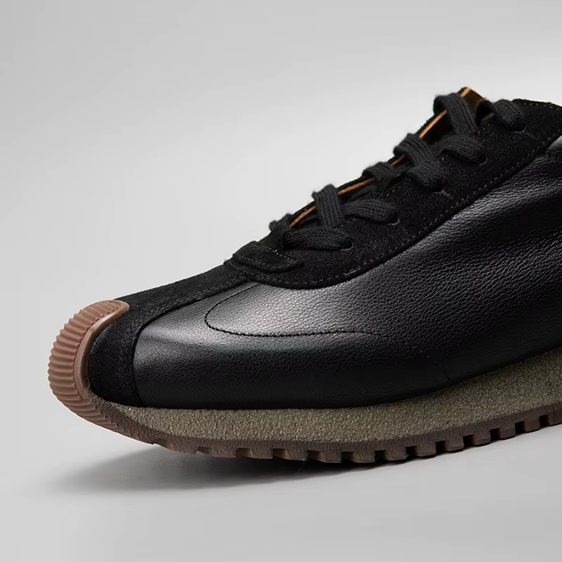 Chaussures basses à semelle épaisse, baskets en cuir de vachette premium, chaussures rétro pour homm