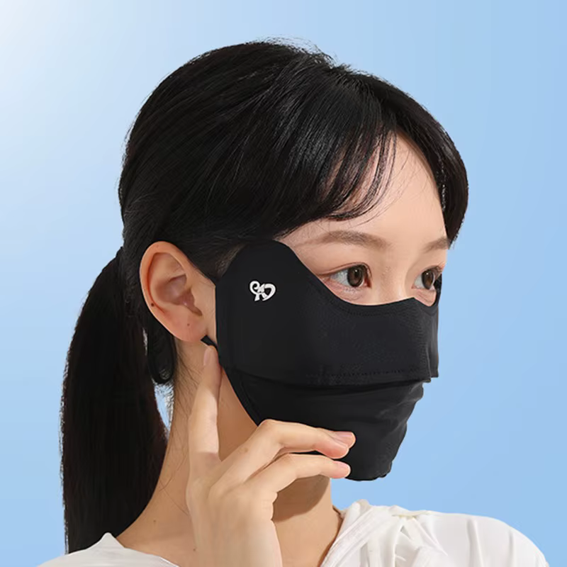 Écharpe de Protection solaire pour le visage, masque fin en soie glacée, voile de couverture d'été, 