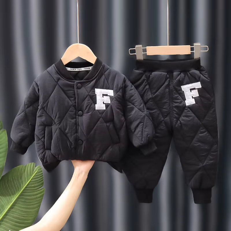 Ensembles de vêtements d'hiver pour garçons, manteau et pantalon chauds, mode alphabet, olympiques p