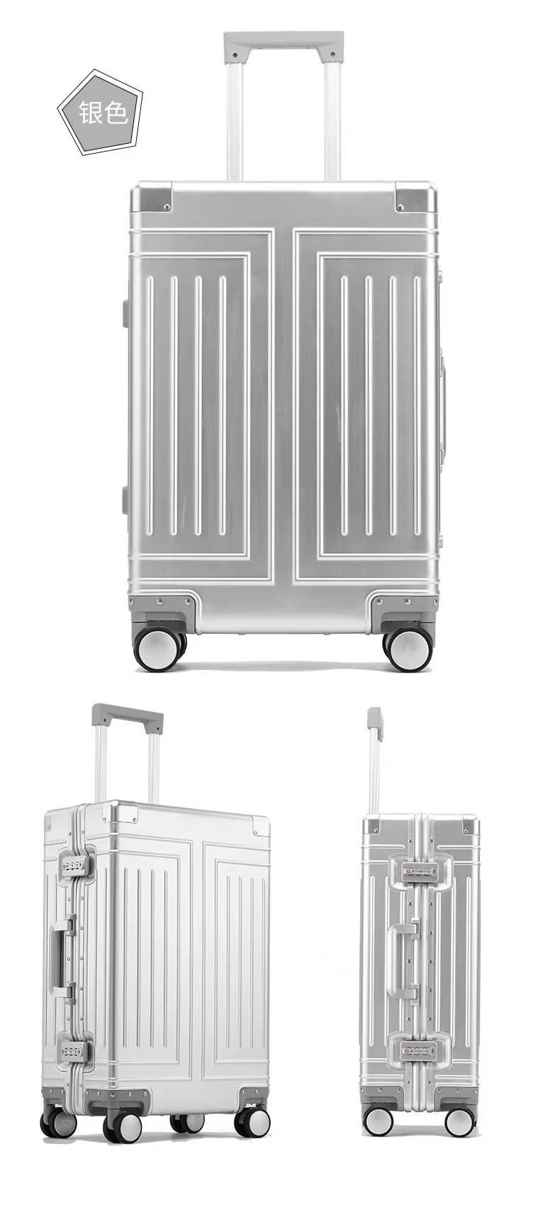 2024 capacité ensembles de bagages durables 100% valise en aluminium roues femmes fille hommes cabin