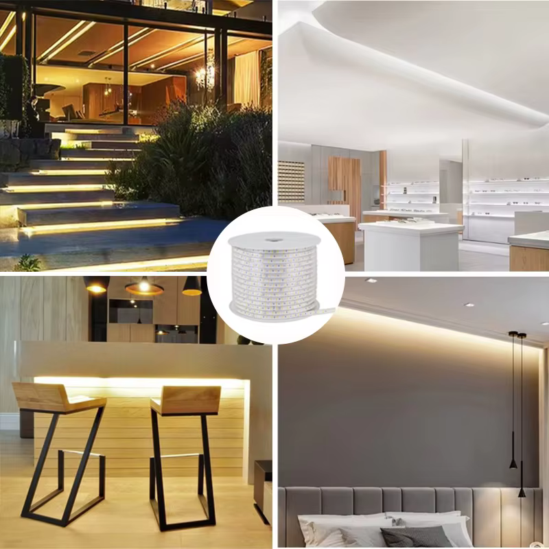 Bande lumineuse Led 220V, 1-30m, avec prise ue 2835, Flexible, étanche, pour la maison, la cuisine, 