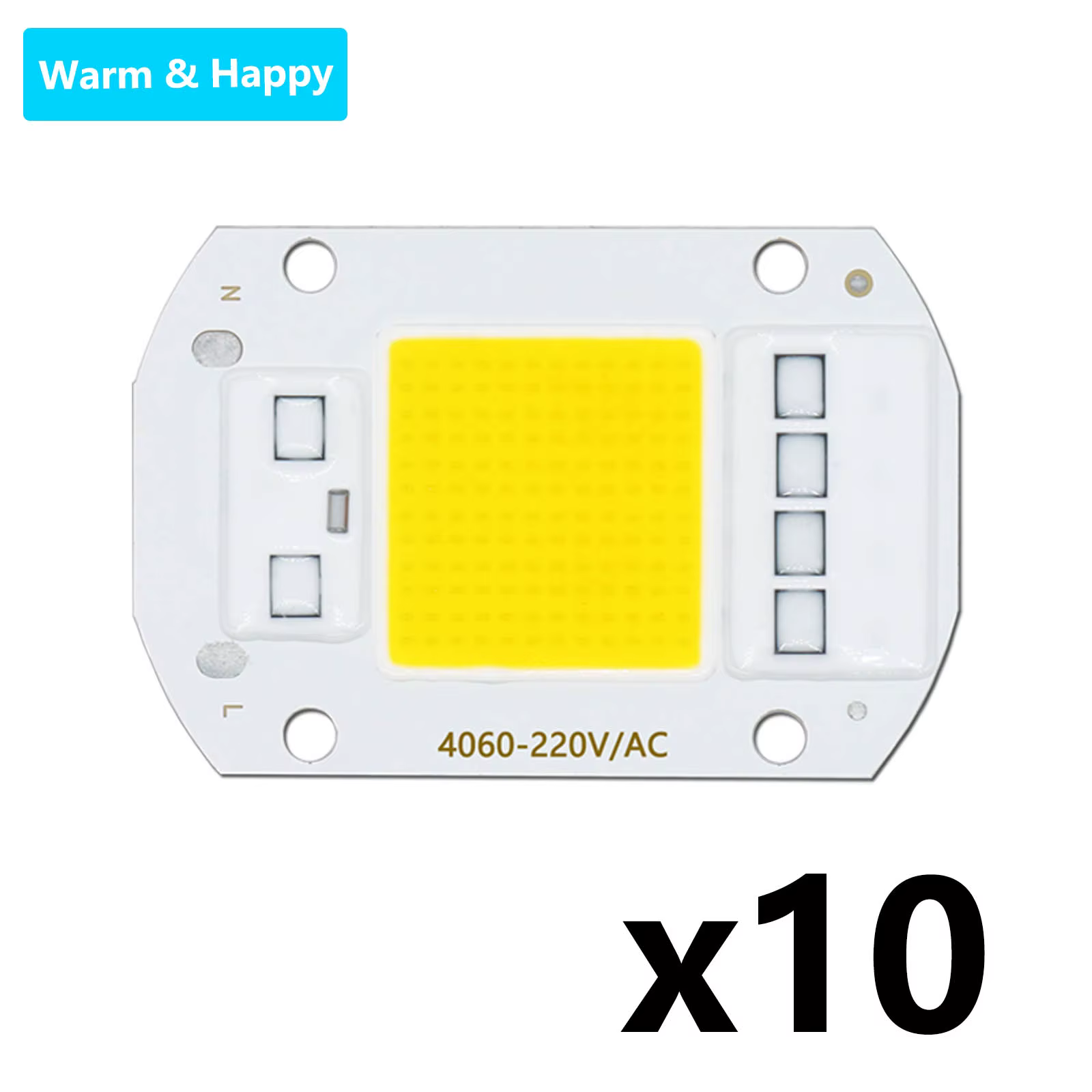 Puces IC intelligentes pour budgétaire LED, 10 pièces, 50W, AC 220V, pas besoin de pilote, COB, perl