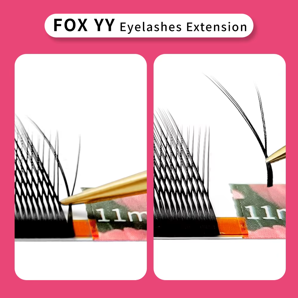 LAKANAKU-Extensions de Cils en Faux Vison Doux, Volume Brésilien, Forme YY, Yeux de Renard, 0.07mm