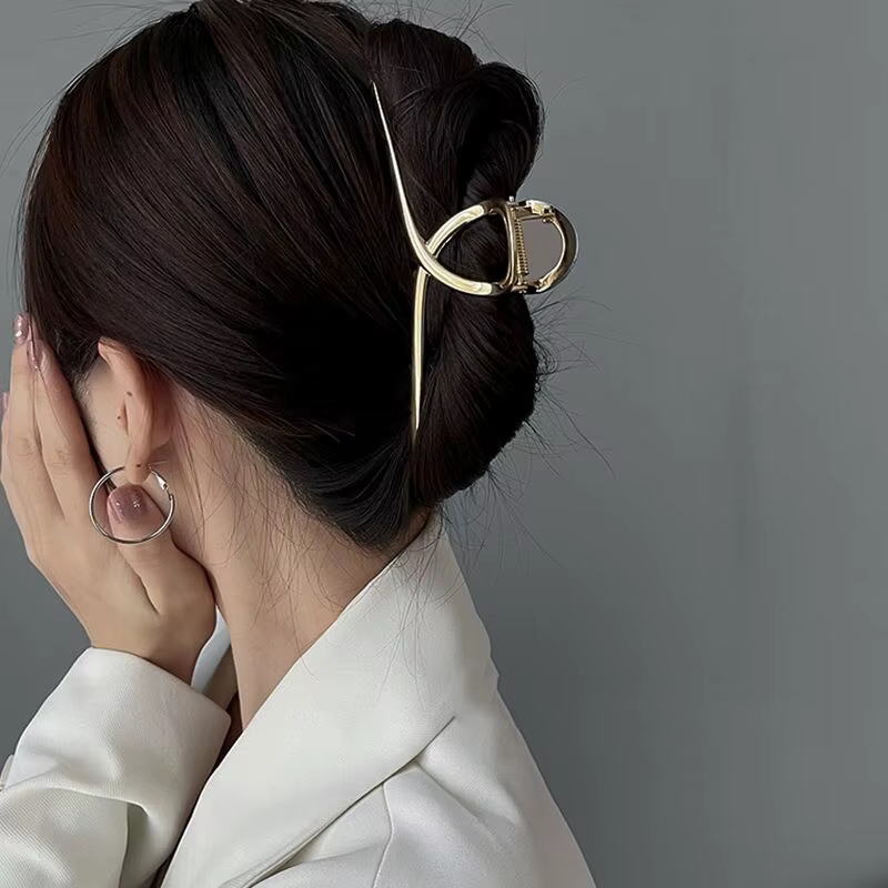 Pince à cheveux surdimensionnée en métal de 13.5cm, grande pince creuse, épingle à cheveux tendance,