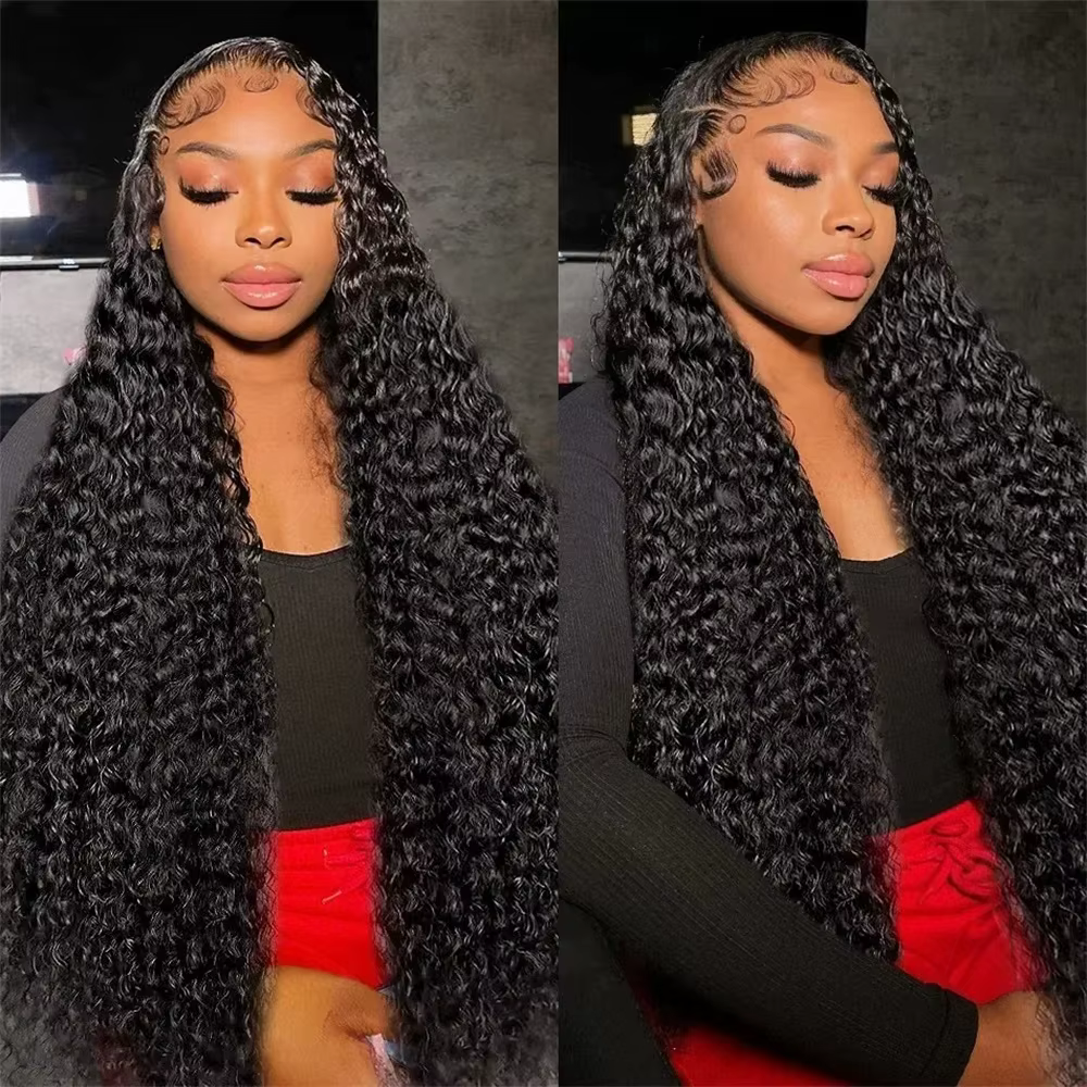 Perruque Lace Front Wig Brésilienne Naturelle, Cheveux Bouclés, Deep Wave, 13x4, 13x6, HD, Densité 2