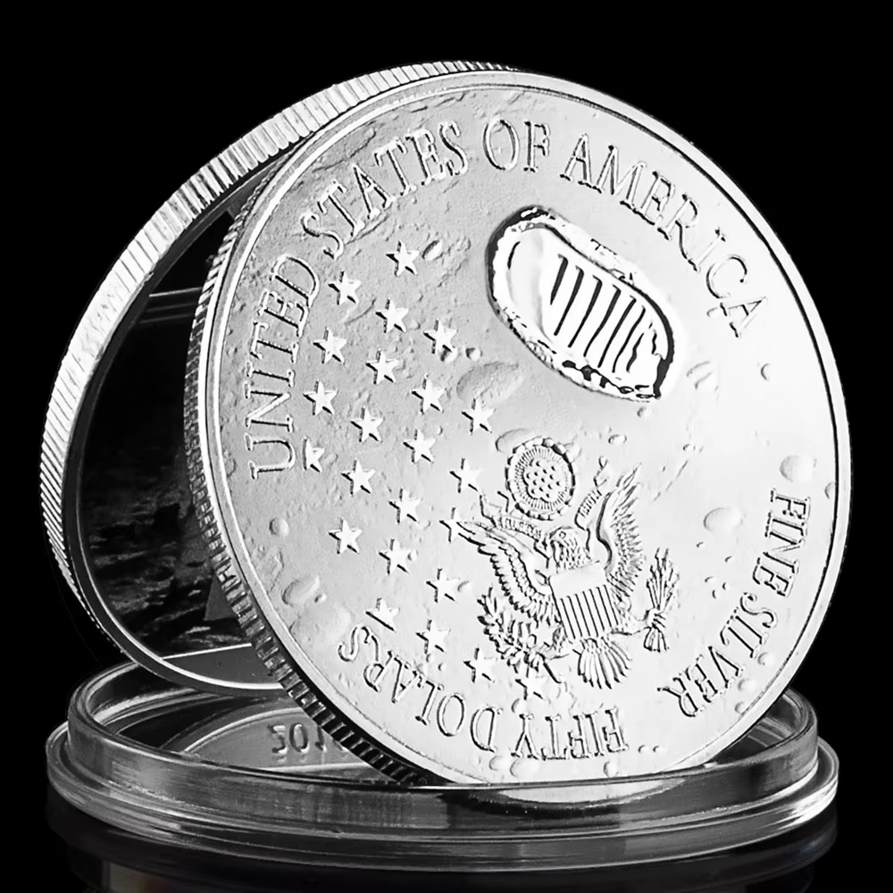 Pièce commémorative américaine 50e anniversaire de la lune, cadeau de collection coloré, pièce plaqu