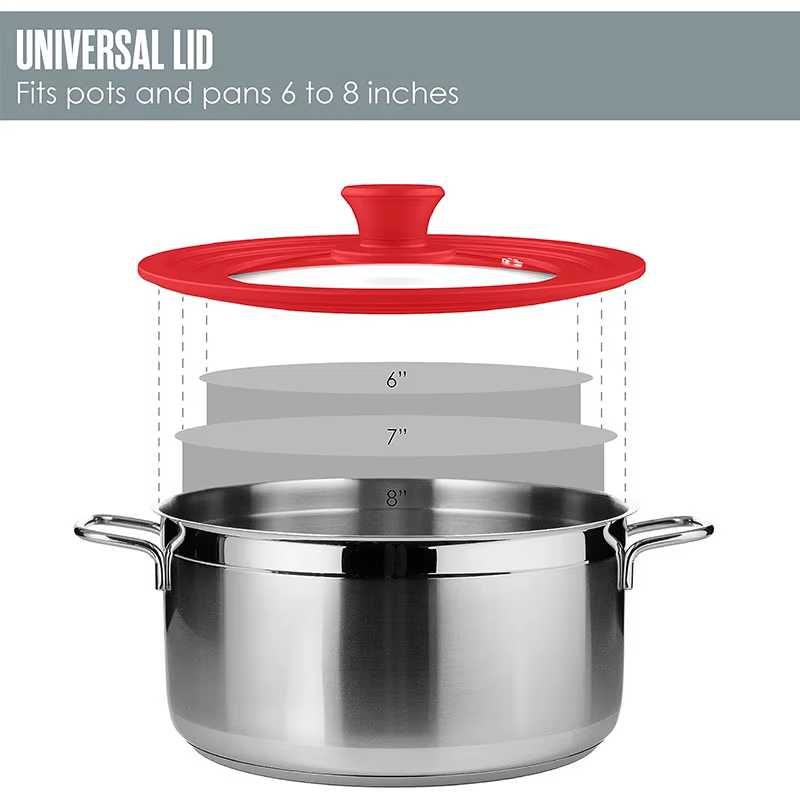 Couvercle de casserole multifonctionnel en verre trempé PGY avec rebord en silicone, poignée anti-ch