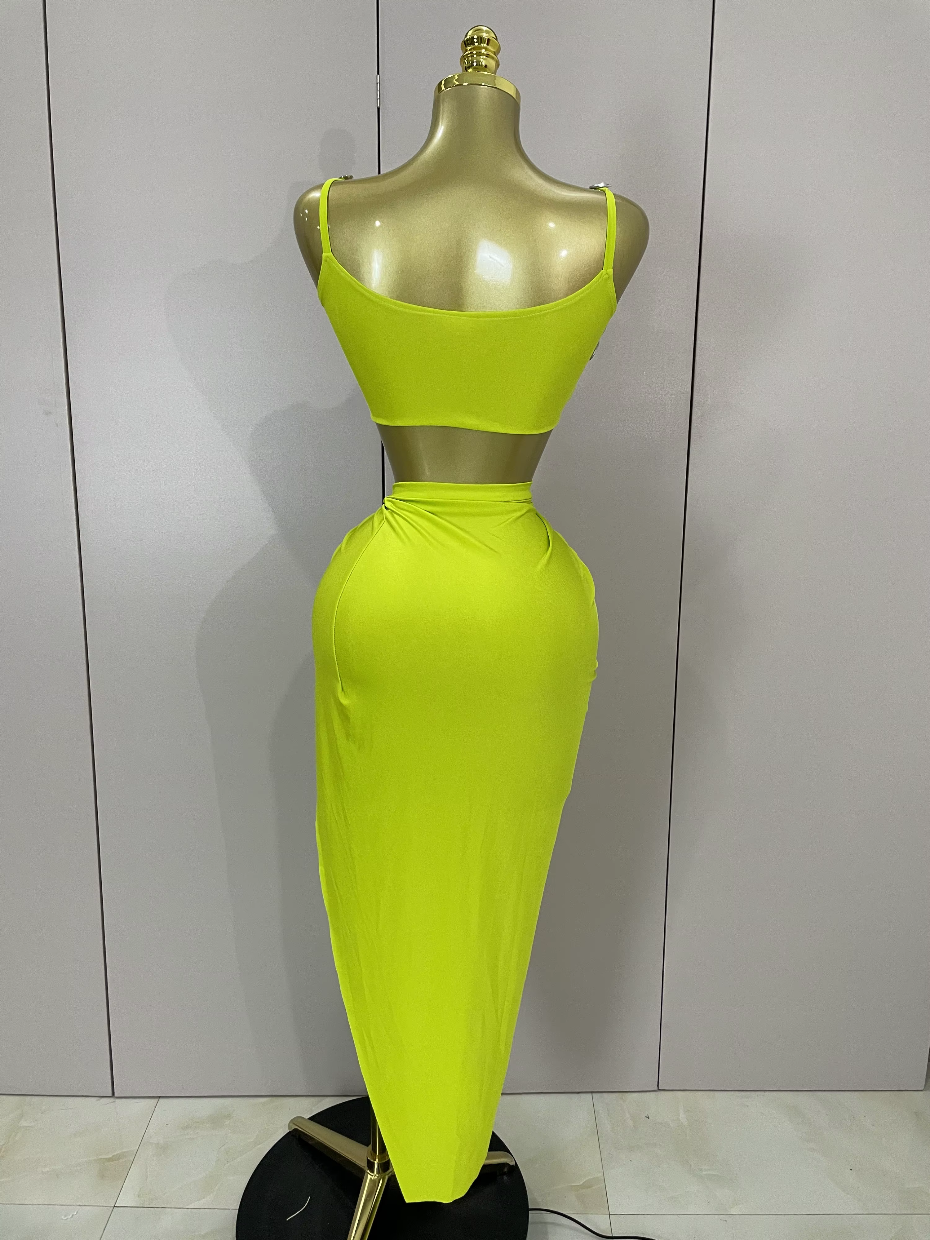 Ensemble deux pièces Sexy avec diamants en cristal scintillant pour femmes, Costume de spectacle sur