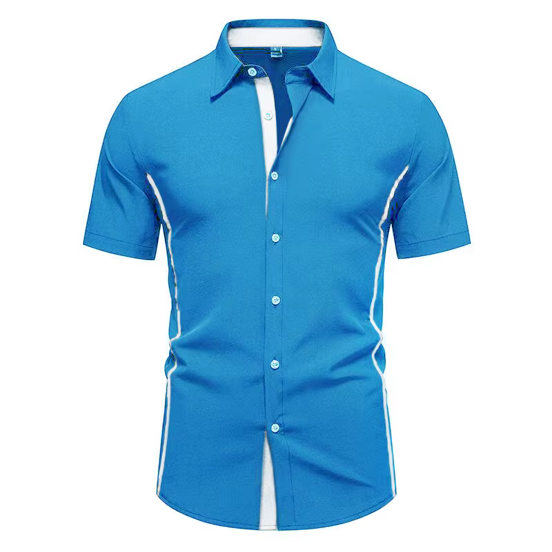 Chemises d'été élastiques formelles pour hommes, chemise boutonnée contrastante, style Y2K Old Money
