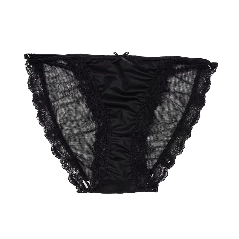 Culotte Ultra-mince français Vintage Satin maille dentelle culotte blanche femme dentelle maille sli