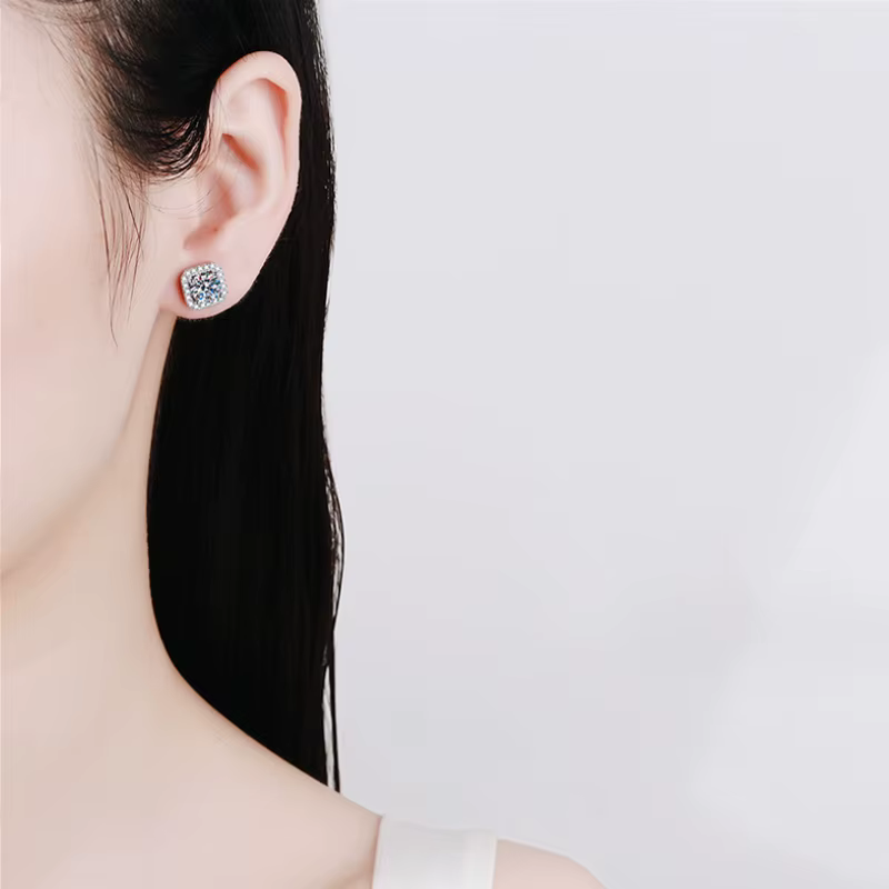 Boucles d'oreilles Moissanite pour femmes, stylo de Test de diamant, 100% avec certificat, clous d'o