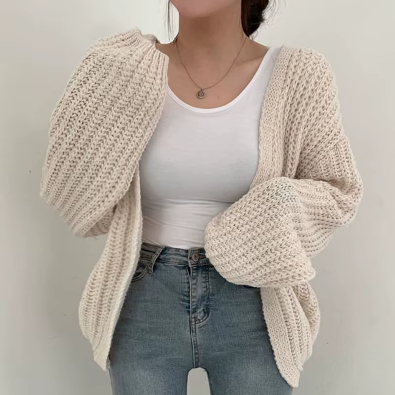 Cardigan Vintage Harajuku à manches lanternes pour femme, pull décontracté, coréen, Streetwear d'aut