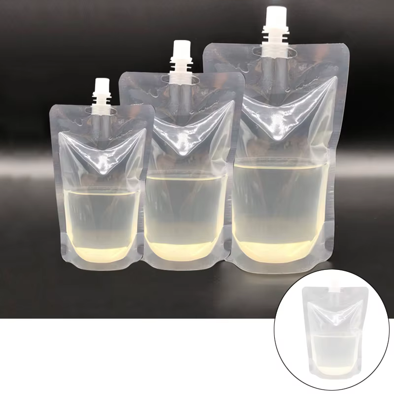 Pochettes à bec de boisson de voyage 100ml-500ml, sacs en plastique transparents, stockage de jus sc