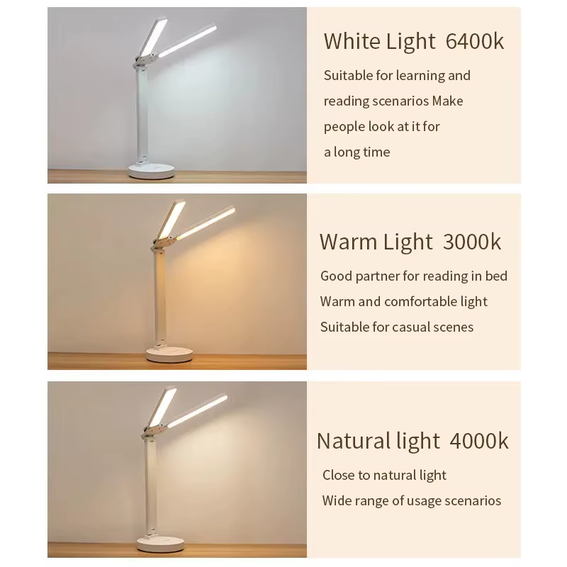 Lampe de bureau LED 3 niveaux Dimmable tactile veilleuse USB Rechargeable Protection des yeux lampe 