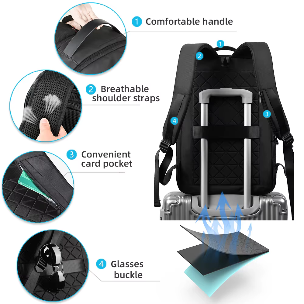 Heroic Knight Slim homme sac à dos pour ordinateur portable sac d'école étanche avec chargement USB 