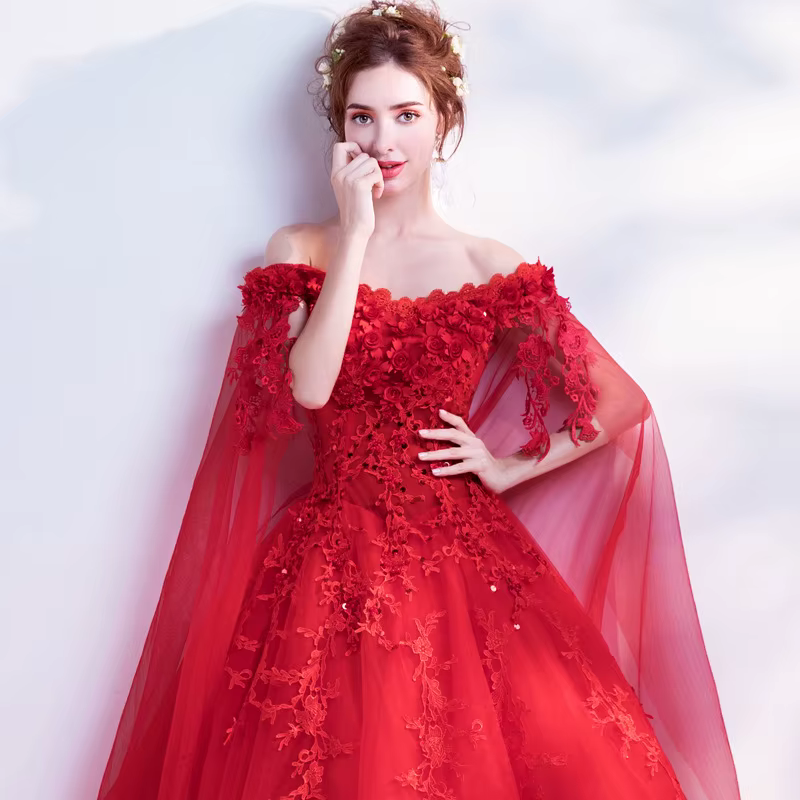 Longue enveloppe rouge de épaule dame fille femmes robe de bal robe de soirée robe de spectacle mari