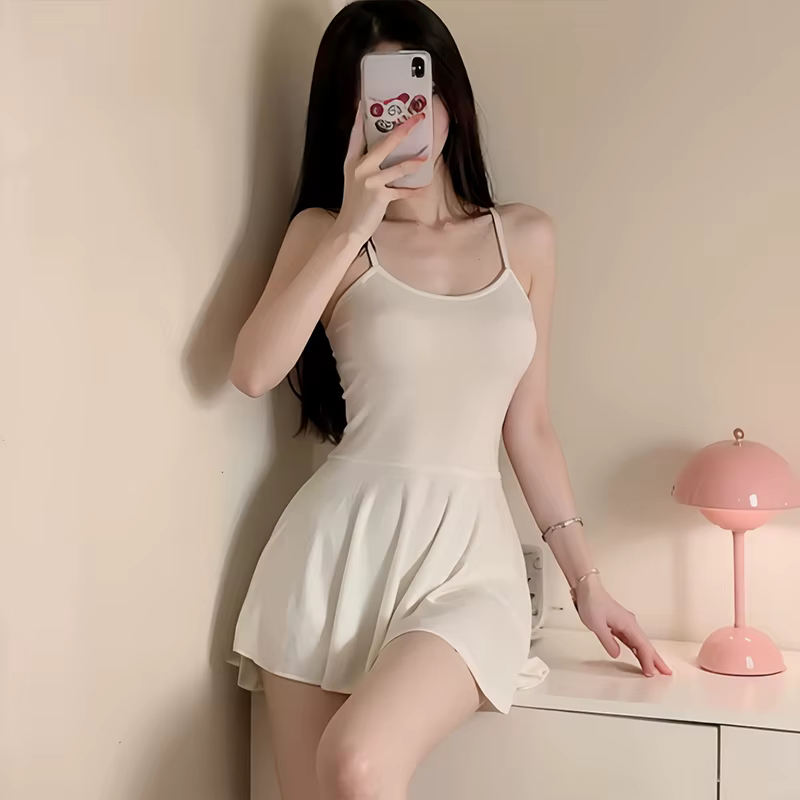 Femmes Sexy licou dos nu mince col en v Mini robe lisse Allure plissée Micro MINI robe mode uniforme