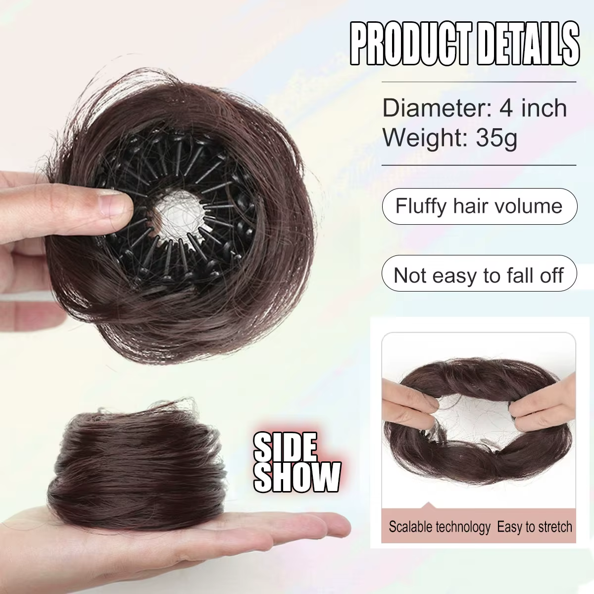 Chignon synthétique avec Clips élastiques circulaires, 1 pièce, perruque de cheveux lisses en forme 