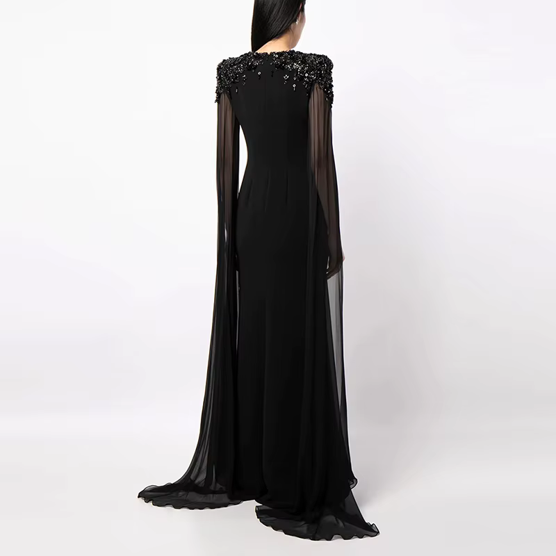 HIGH STREET Nouvelle Collection 2026 Robe de Soirée Longue Maxi pour Femme à Manches Longues Ornée d