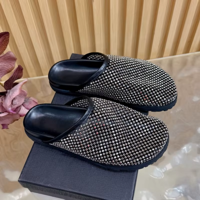 Pantoufles plates pour femmes, bout rond, cuir véritable de haute qualité, style neutre, mode décont
