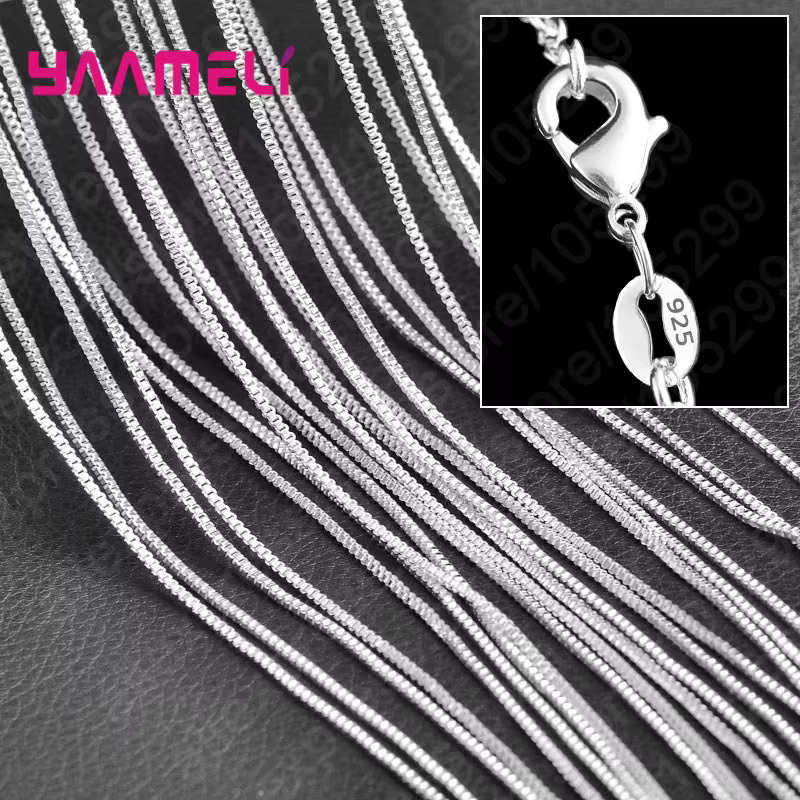 Chaîne à maillons en argent Sterling 925 pur, bijoux de collier avec fermoirs à homard lisses et sol