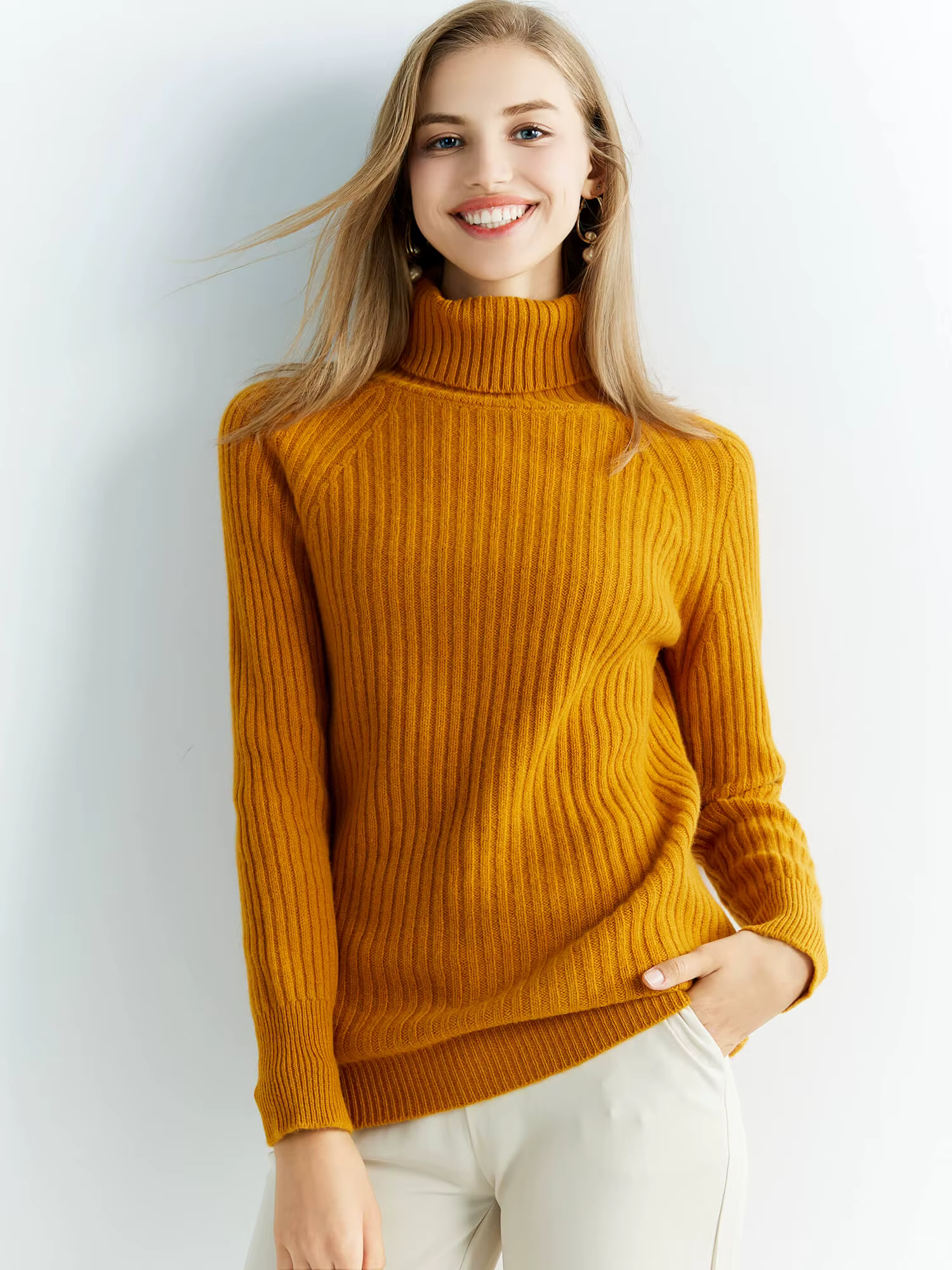 Pull en laine de cachemire pulls tricotés pour femmes 100% laine mérinos col roulé à manches longues
