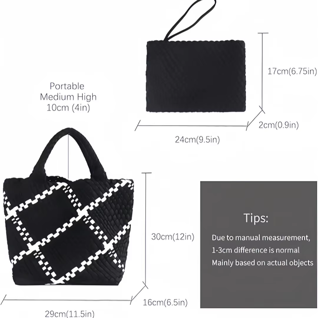 Sac tissé pour femmes, sac fourre-tout en néoprène, sac à main de plage d'été, sac à main rétro fait