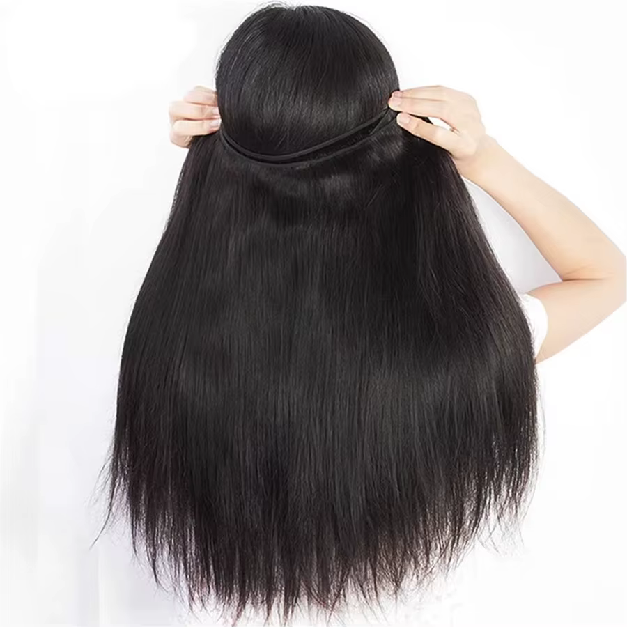 Extensions de cheveux humains vierges brésiliens lisses 12A non traités, double trame, 14-30 pouces