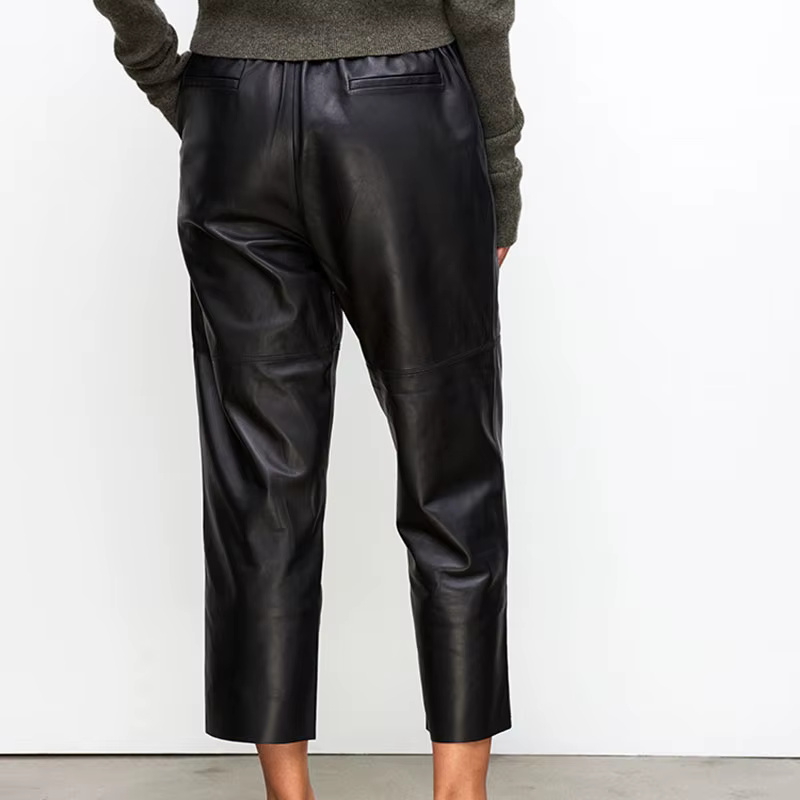 Nouveauté 2026 : Pantalon Streetwear Grande Taille Y2K en Cuir Véritable, Pantalon Harem Femme en Pe