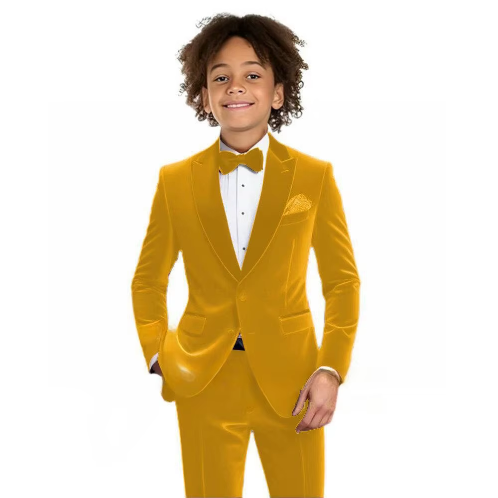 Ensemble de costume en velours multicolore pour garçons, 2 pièces, veste et pantalon, coupe cintrée,