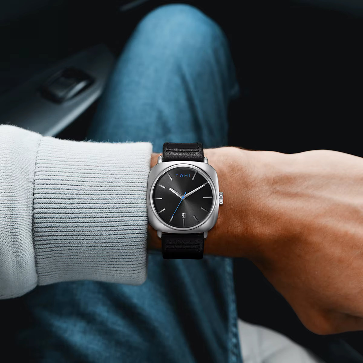 TOMI montre de conception d'affaires de mode pour hommes montre à petit disque carré de haute qualit