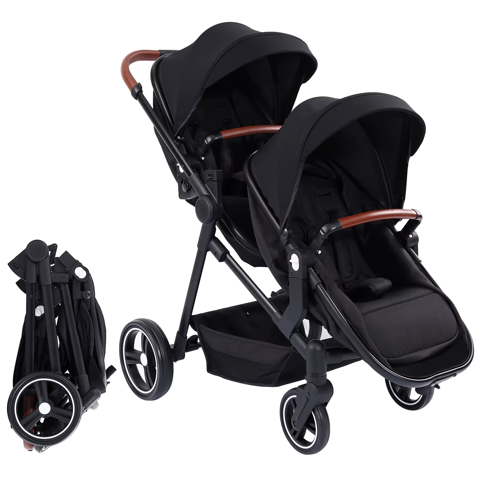 Poussette Double piste Tandem pour nourrissons et tout-petits, landau pliable pour couffin, multi-po