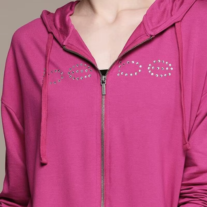 Sweat à capuche rétro imprimé "Bebe", diamant chaud, rose, sexy, décontracté, Europe et États-Unis, 