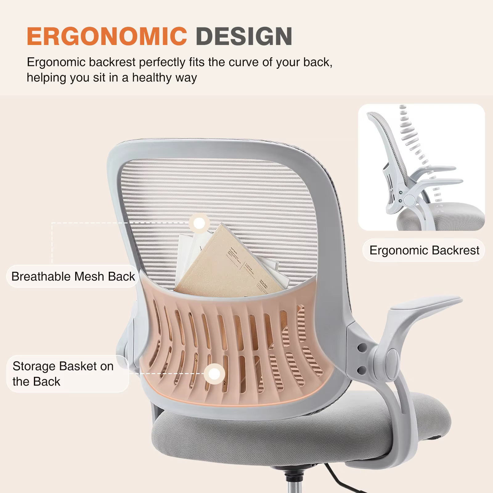 JIan-Chaise de Bureau Ergonomique à Dossier en Maille, Réglable, à Roulettes, pour Ordinateur, Jeu à