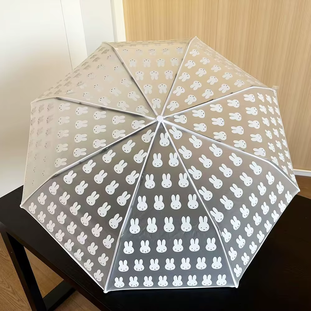 Parapluie Transparent givré Miffy Kawaii, joli parapluie pliable pour étudiants, entièrement automat