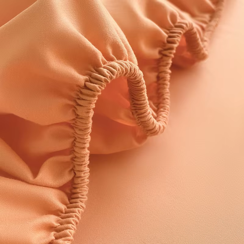 Drap-housse en coton doux avec bande élastique, housse de matelas de couleur unie pour lit simple, D
