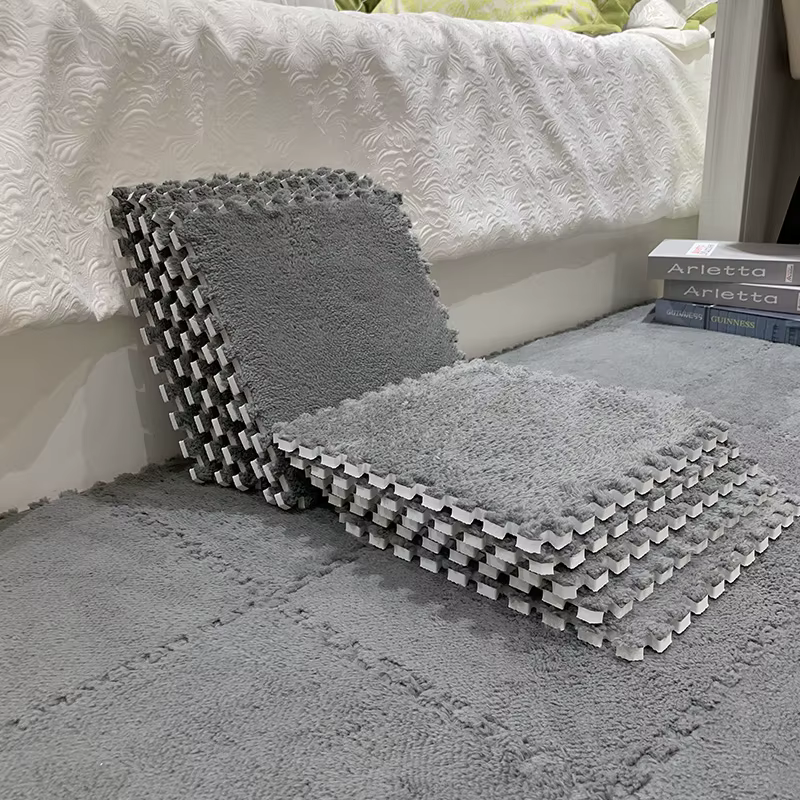 Tapis de jeu en peluche douce pour bébé, en mousse EVA, pour enfants, carreaux d'exercice imbriqués,