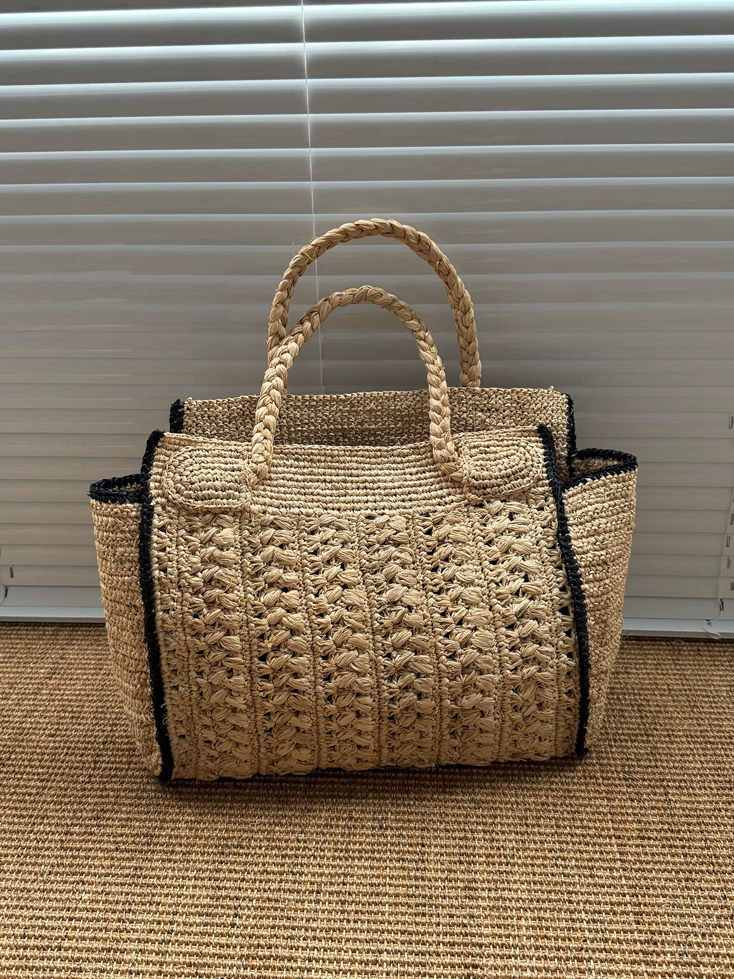 Sac de plage tressé vintage français Lafite, fait main, polyvalent, grande capacité, pour femme, ten