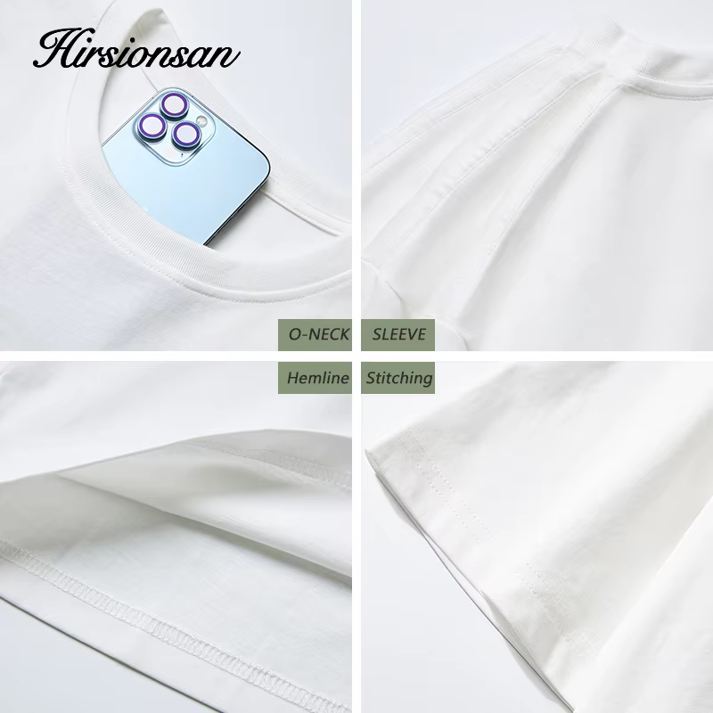 Hirsionsan-T-shirt imprimé graffiti minimaliste pour femme, col rond, coton doux, vêtements décontra