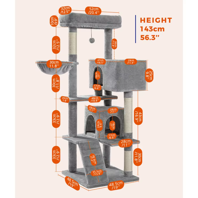 Arbre à Chat pour Grands Chats Adultes avec Super Grand Perchoir Supérieur, Tour pour Grands Chats a