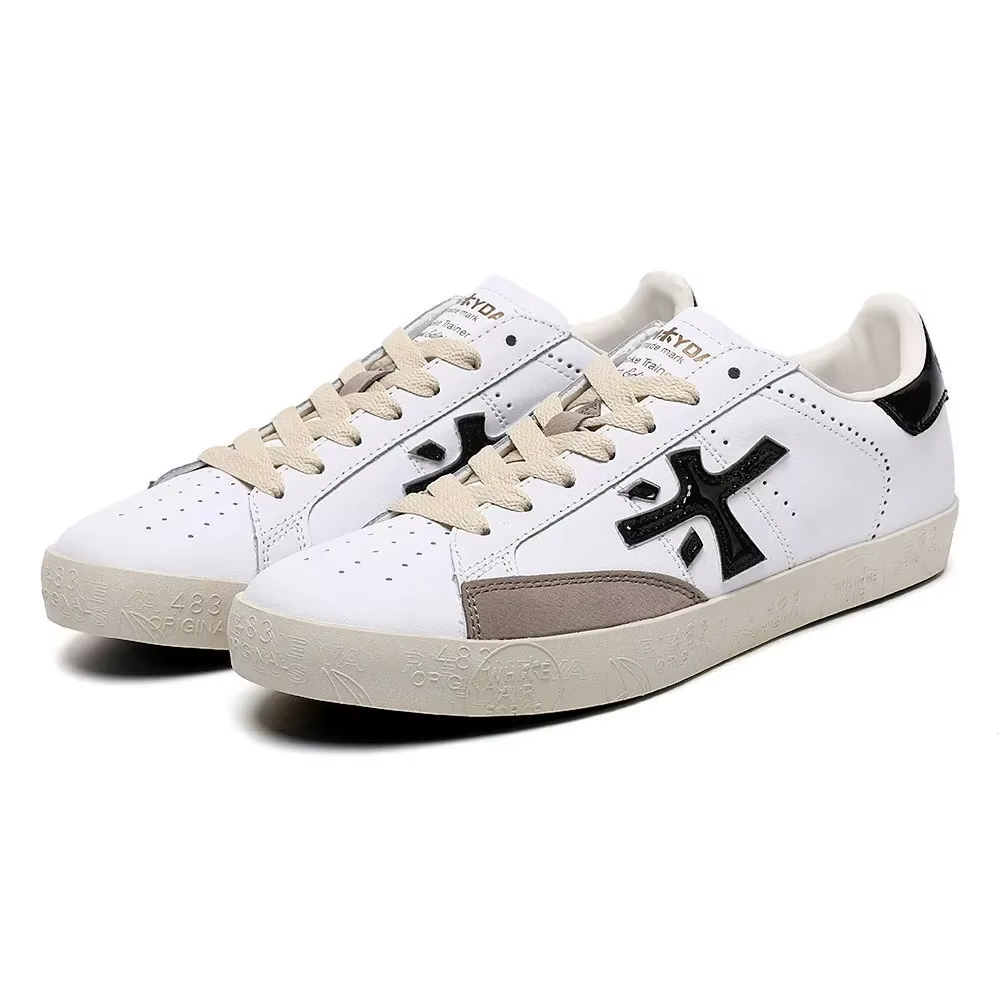 Chaussures d'été pour homme, en cuir véritable, à lacets, bout rond, respirantes, avec design patchw