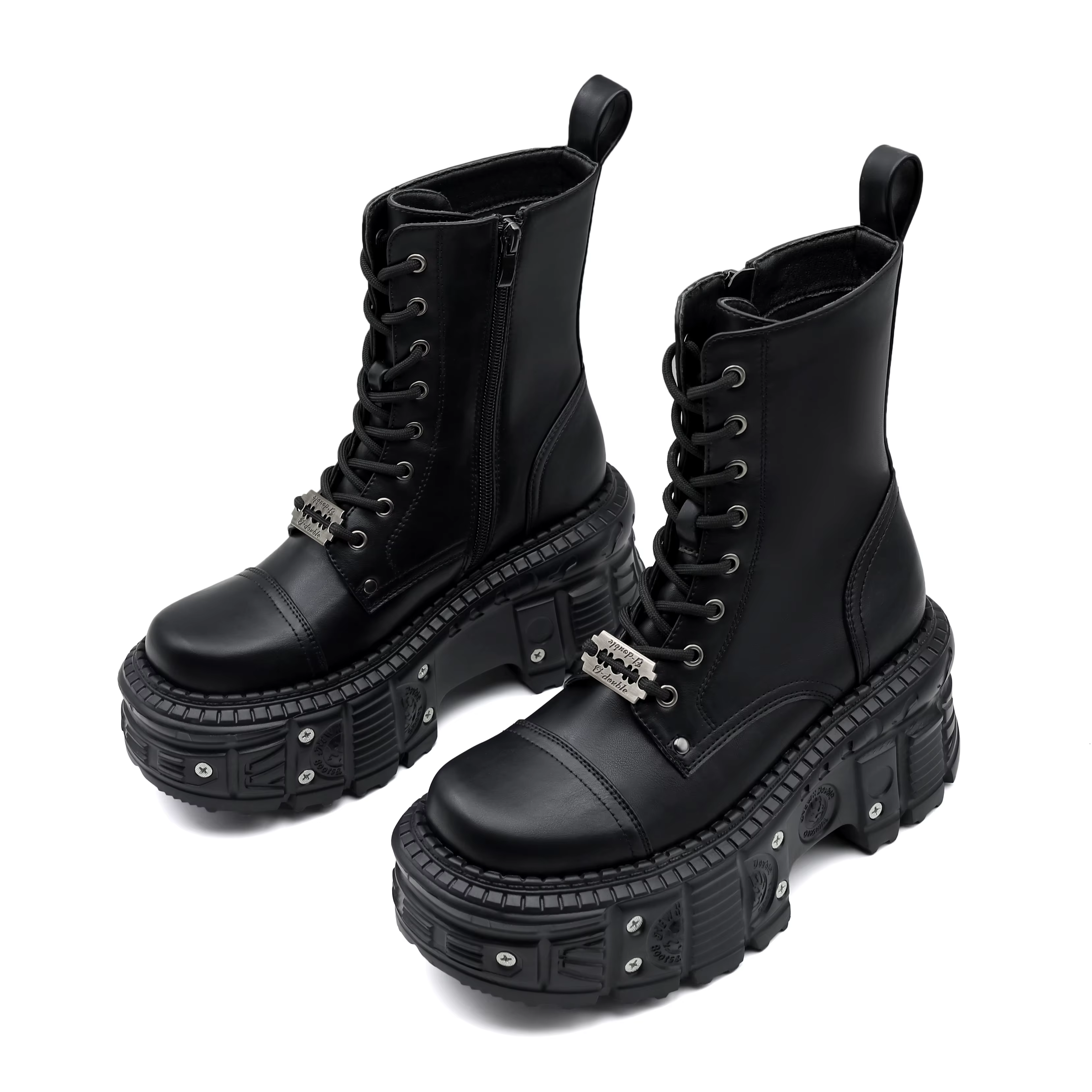 2026 nouveau Punk femmes plate-forme bottines femme Rock bout rond à lacets mode rétro grosses chaus