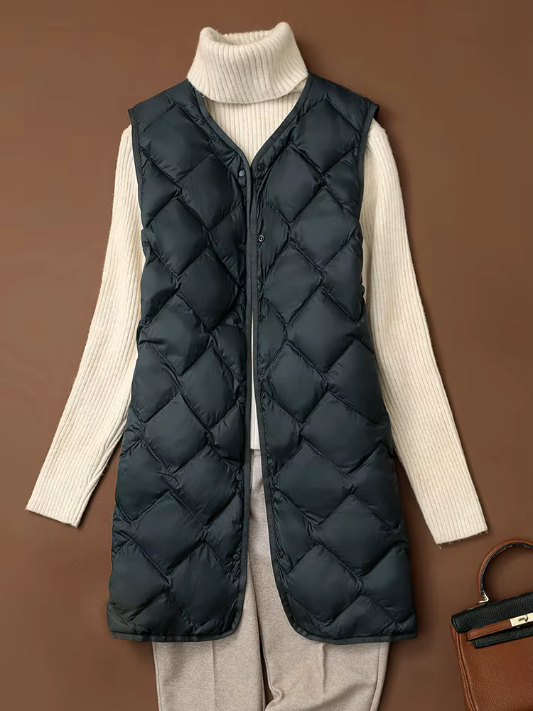 NewBang-Gilet Long Ultra observateur en Duvet de Canard pour Femme, Manteau Chaud à Col Rond, Diaman