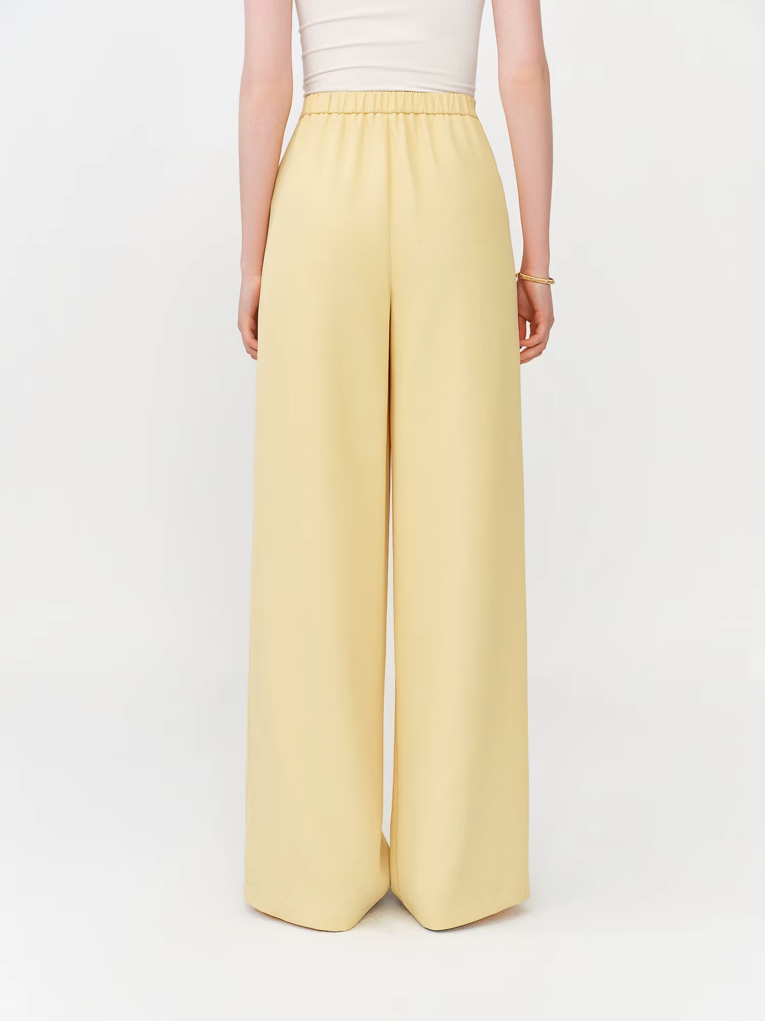 Pantalon droit taille haute pour femme FSLE 2026 avec taille élastique - Pantalon décontracté fluide