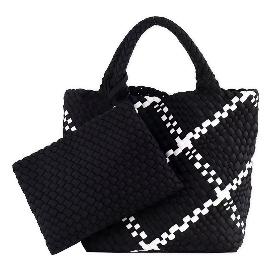 Sac tissé pour femmes, sac fourre-tout en néoprène, sac à main de plage d'été, sac à main rétro fait