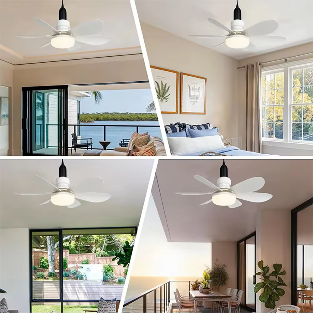 Ventilateur de plafond LED 30W E27 avec télécommande pour variation d'intensité, adapté au salon, au